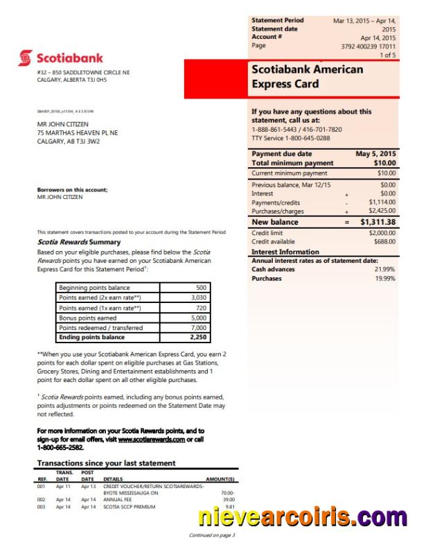 Canada scotiabank statement